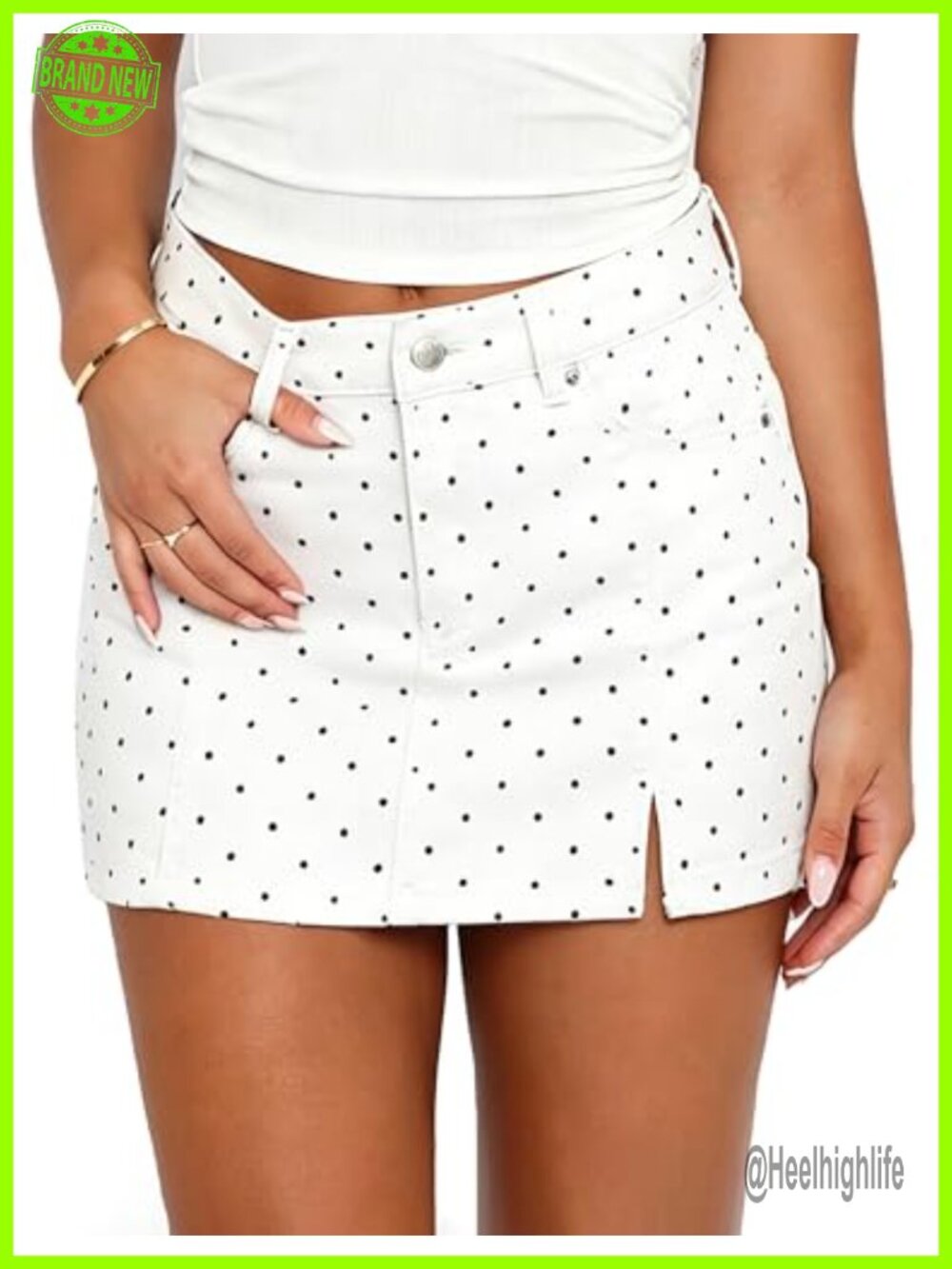 High Rise A-Line Denim Mini Skirt Side Slit Stretch Summer Y2K Jean Skirt